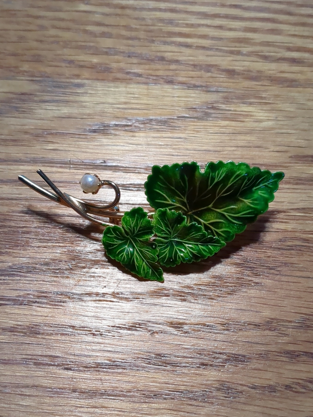 Enamel Leaf Brooch